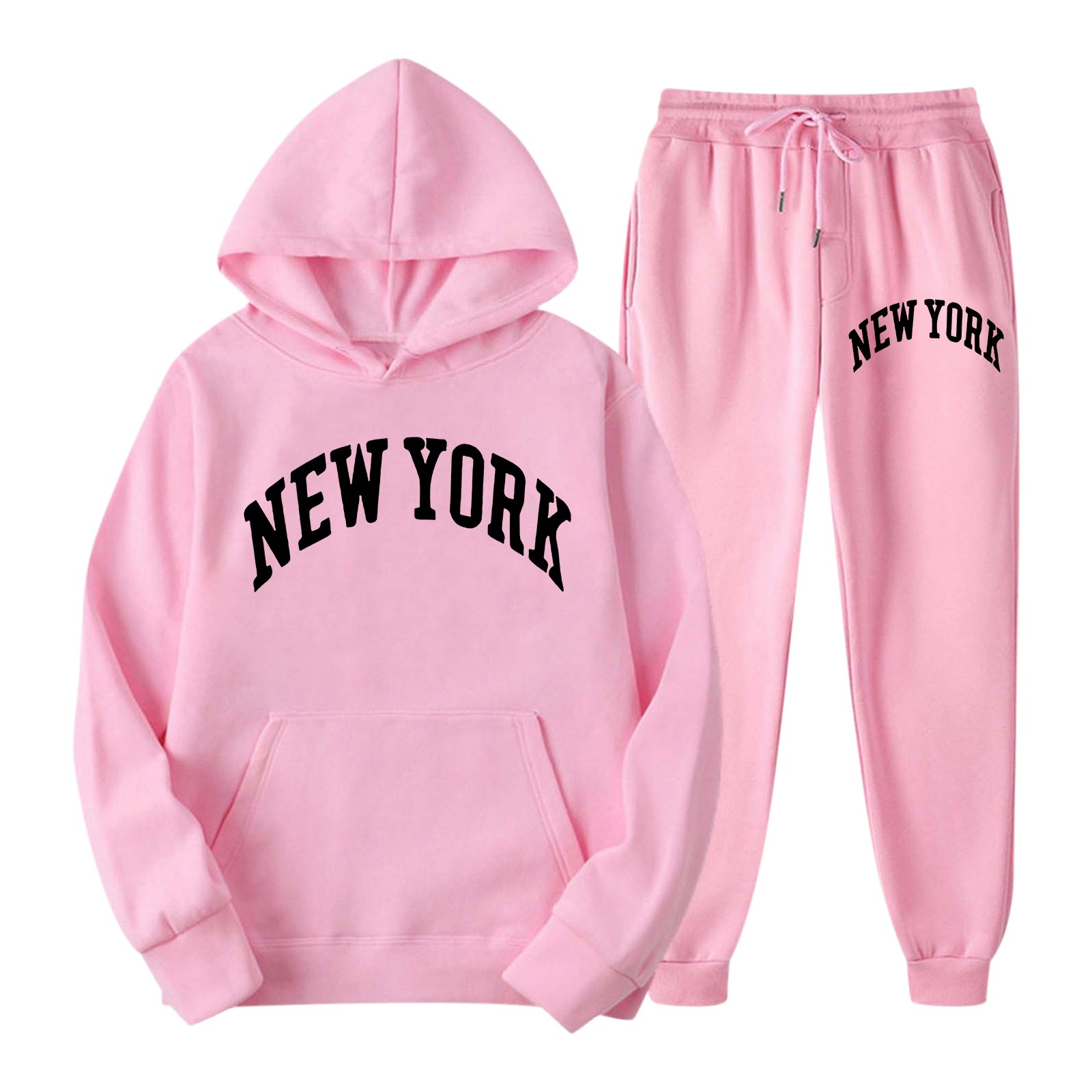 thumbnail image 2 of Conjunto de sudadera y pantalones cargo de 2 piezas para mujer - Mezcla de poliéster y algodón, sudadera con capucha oversize, ropa de estar por casa para otoño/invierno, 2 of 4